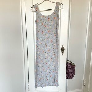 Vintage Donna Ricco Baby Blue Floral Maxi Dress